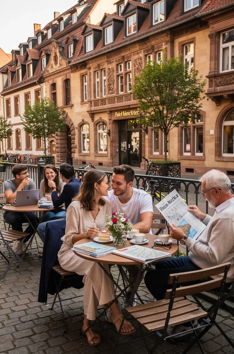 Festival in Deutschland im Sommer mit lebhaften Menschenmengen, Musikbühne und regionaler Dekoration.